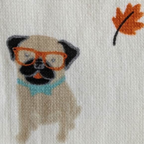 Doxie Corgi Terrier Labrador Pug Leaves Autumn Theme Kitchen Towel Set Of 2 NWT - Picture 3 of 12